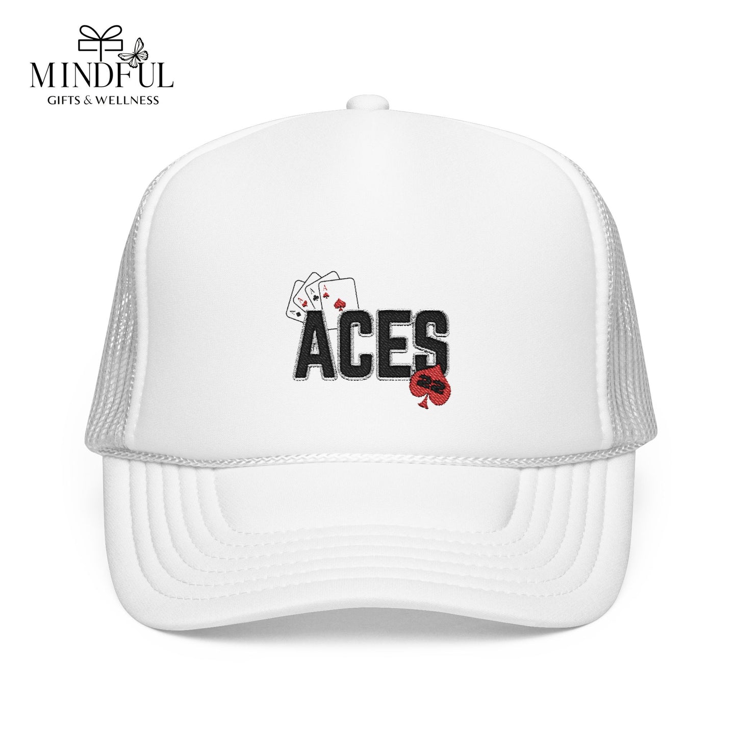 Embroidered Aces Foam Trucker Hat - Perfect for Poker Nights & Casual Outings