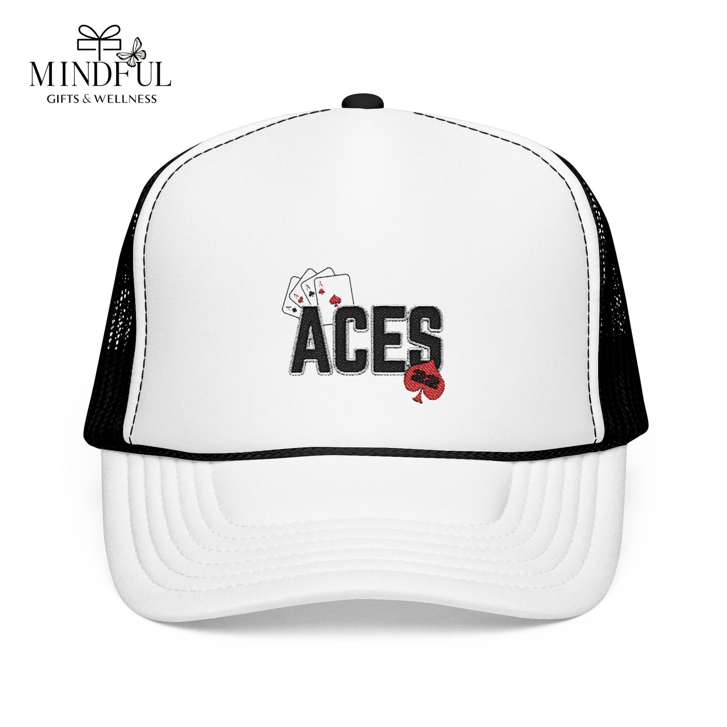 Embroidered Aces Foam Trucker Hat - Perfect for Poker Nights & Casual Outings